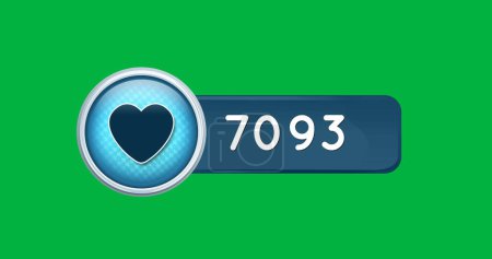 Photo for Digital image of a heart icon with increasing numbers ona green background - Royalty Free Image