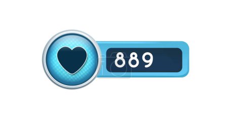 Foto de Imagen digital de aumento de número e icono del corazón dentro de una caja azul sobre un fondo blanco - Imagen libre de derechos