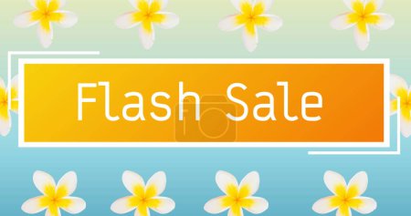 Photo for Image of flash sale text over banner and flowers in background. retro sales, retails and savings concept digitally generated image. - Royalty Free Image