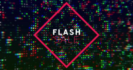 Image of flash sale in square over black background with lights. Shopping, sales and promotions concept digitally generated image.
