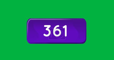 Foto de Digital image of numbers increasing in a purple box on a green background 4k - Imagen libre de derechos