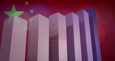 Photo for Image of financial data processing, flag of china over flickering lights. Global business, finance, data processing and global economy concept digitally generated image. - Royalty Free Image