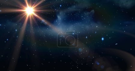 Bild des Steinbocks Sternzeichen Symbol über glühenden Sternen. Horoskop und Tierkreiszeichen-Konzept digital generiertes Bild.