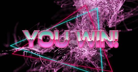 Photo for Image of you win text in pink metallic letters over explosion of pink light trails. global image gaming connection and communication colour and movement concept digitally generated image. - Royalty Free Image