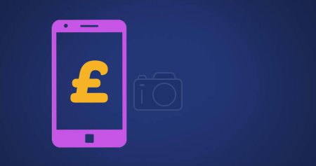 Téléchargez les photos : Un smartphone rose affiche un symbole livre sterling. Symbole des transactions bancaires ou financières mobiles au Royaume-Uni. - en image libre de droit