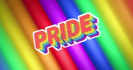 Image of pride text over rainbow stripes and colours moving on seamless loop. Pride month, lgbtq, human rights and equality concept digitally generated image.