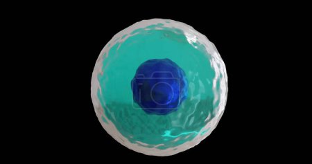Foto de Imagen de micro de célula azul y turquesa sobre fondo negro. Concepto global de ciencia, investigación y medicina imagen generada digitalmente. - Imagen libre de derechos