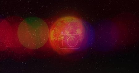Téléchargez les photos : Image de la planète jaune sur l'espace noir avec des lumières. Planètes, cosmos et univers concept image générée numériquement. - en image libre de droit
