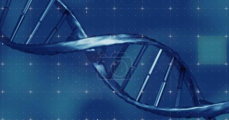 Imagen del escaneo del visor sobre la hebra de ADN. Ciencia global e interfaz digital concepto de imagen generada digitalmente.