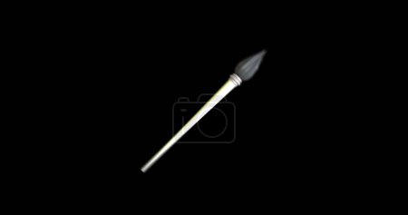 Image of white moving brush on black background. Education, school item and school concept, digitally generated image. 