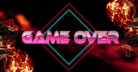 Photo for Image of game over text banner over light spot and red digital waves against black background. image game interface technology concept - Royalty Free Image