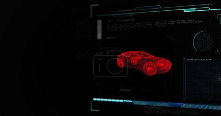 Photo for Image of 3d car drawing, scope scanning and data processing. global technology, car industry, processing and digital interface concept digitally generated image. - Royalty Free Image