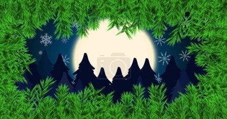 Photo for Orthodox christmas text banner against winter landscape and night sky. orthodox christmas celebration and festivity concept, - Royalty Free Image