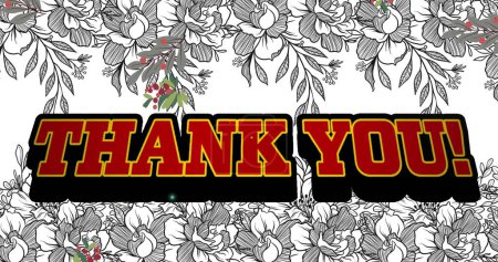 Foto de Image of thank you on white background with flowers. computer, games and technology concept digitally generated image. - Imagen libre de derechos