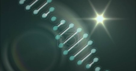 Photo for Image of light spots and dna strand over black background. retro future and digital interface concept digitally generated image. - Royalty Free Image