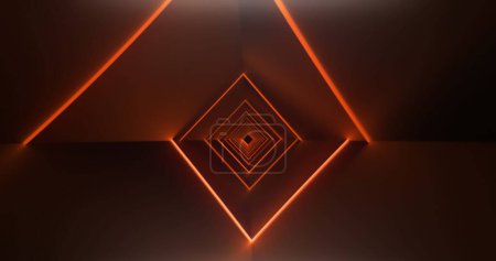 Téléchargez les photos : Lignes lumineuses orange formant des formes géométriques sur fond sombre. Créer un effet tunnel, attirer l'attention vers l'intérieur, captiver les spectateurs - en image libre de droit