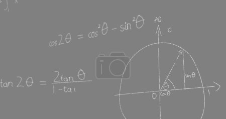 Bild mathematischer Formeln auf grauem Hintergrund. Mathematik, Naturwissenschaften und Forschung Konzept digital erzeugtes Bild.
