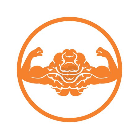 Illustration for Strong brain vector logo design. Brain with strong double biceps. - Royalty Free Image