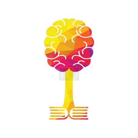 Diseño moderno del logo del árbol cerebral. Piense etiqueta verde.