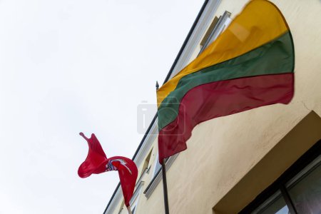 Photo for Flag of Lithuania flying in the wind - Royalty Free Image