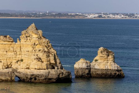 Rocky coastline , Cape Sao Goncalo de Lagos, in the Algarve