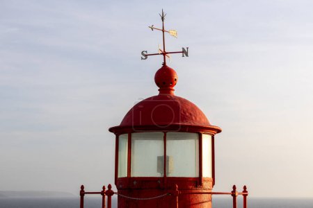 The famous red lighthouse of Nazar, the place further to the west of Europe (Portugal)