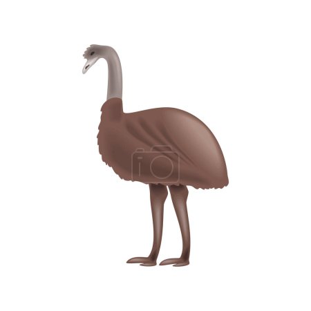 Téléchargez les illustrations : Emu icône animale plat isolé - en licence libre de droit