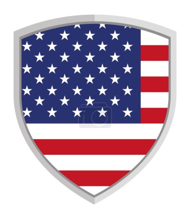 Téléchargez les illustrations : Bouclier avec icône drapeau américain isolé - en licence libre de droit