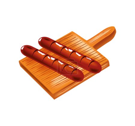 Illustration for Bbq sausages on cutting board icon isolated - Royalty Free Image