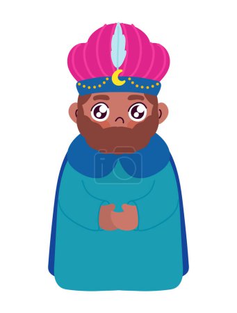 Téléchargez les illustrations : Sage roi balthazar épiphanie icône isolé - en licence libre de droit