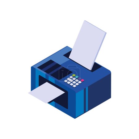 Téléchargez les illustrations : Imprimante isométrique et icône du scanner isolés - en licence libre de droit