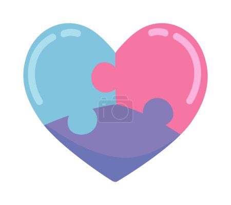 heart puzzles autism day isolated icon