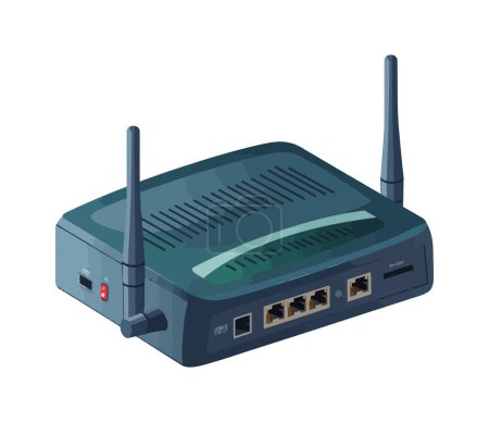 Illustration for Wireless router connects to internet icon isolated - Royalty Free Image