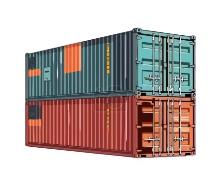 Container ship carrying heavy cargo for trading icon isolated