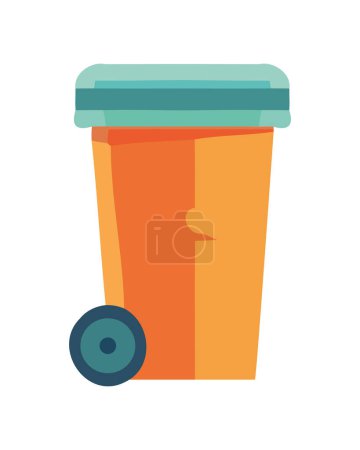 Illustration for Plastic trash can with wheel icon isolated - Royalty Free Image