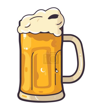 Illustration for Fresh beer in gold glass icon isolated - Royalty Free Image