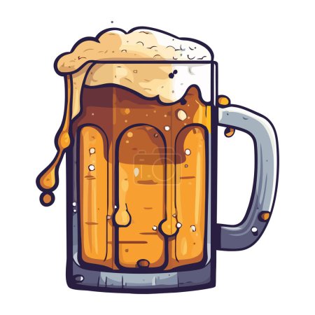 Frothy beer in gold glass, perfect celebration icon isolated