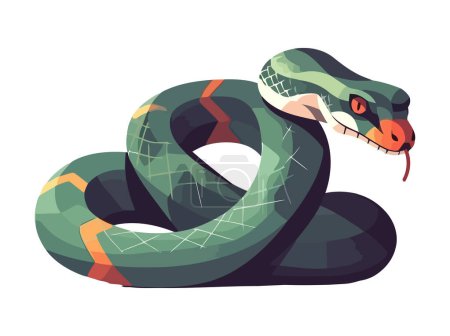 Poisonous viper crawling tongue out icon isolated