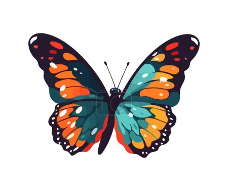 Illustration for Vibrant colored cute butterfly icon isolated - Royalty Free Image