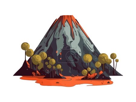 Ilustración de Icono de erupción de lava volcánica activa aislado - Imagen libre de derechos