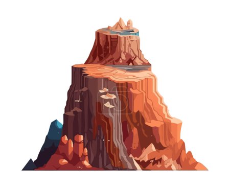 Illustration for Mountain peak, rock cliff, extreme terrain icon isolated - Royalty Free Image