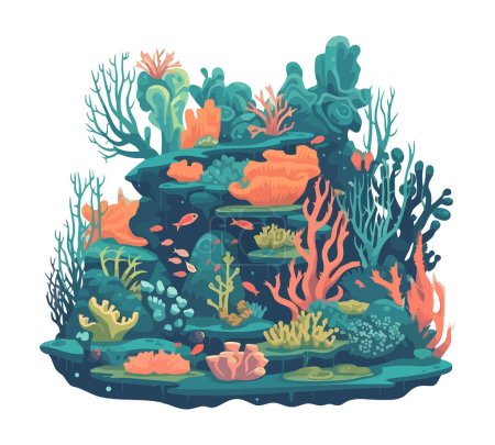 Podwodny koralowiec, wodorosty morskie, ikona rośliny wodnej izolowane
