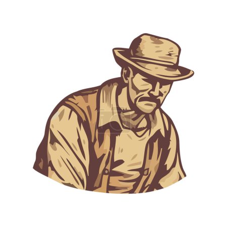 Illustration for Cowboy grandfather with old-fashioned shirt icon isolated - Royalty Free Image