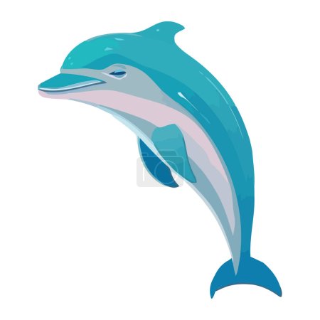 Cute dolphin jumping, vector illustration icon isolated