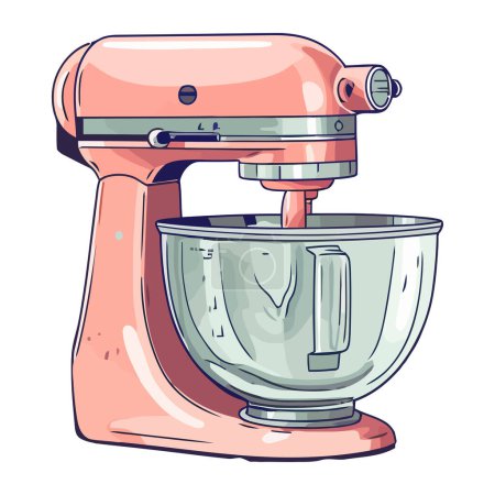 Téléchargez les illustrations : Électrique appareil mélangeur icône de cuisine isolé - en licence libre de droit