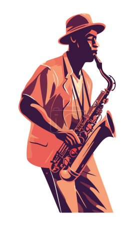Ilustración de Músicos tocando el icono del saxofón de latón aislados - Imagen libre de derechos
