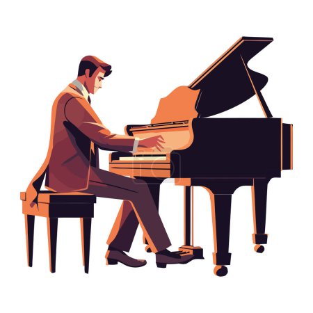 Ilustración de Músico tocando una melodía clásica icono aislado - Imagen libre de derechos
