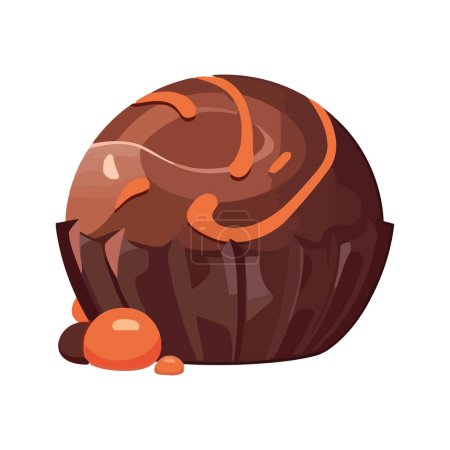 Sweet caramel baked with chocolate icon isolated