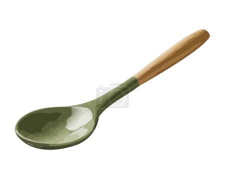 Wooden spoon, kitchen equipment icon isolated