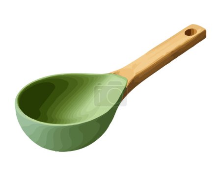 Wooden spoon, essential kitchen utensils icon isolated